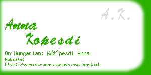 anna kopesdi business card